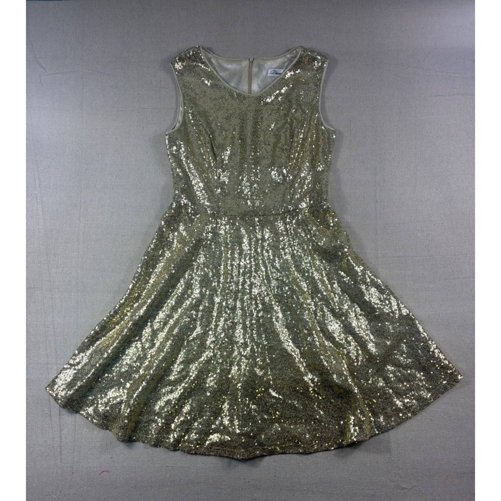 Dressever Gold Sequin Fit Flare Dress‎ Party Cocktail Sparkle Size 1